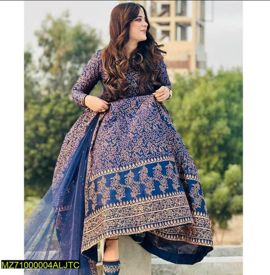 Ajwa Special stitched 3 pieces block print maxi